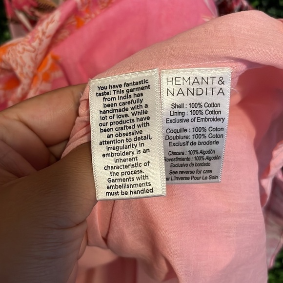 NWT HEMANT & NANDITA Midi Tiered Floral Dress with Braided Belt - Picture 11 of 11